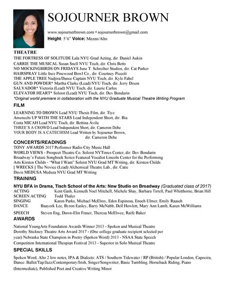 Young Actor Resume Sample 3