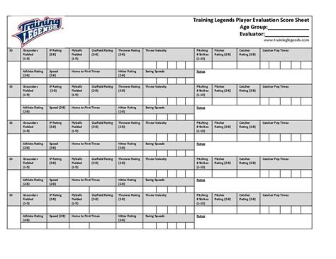 Youth Baseball Tryout Template