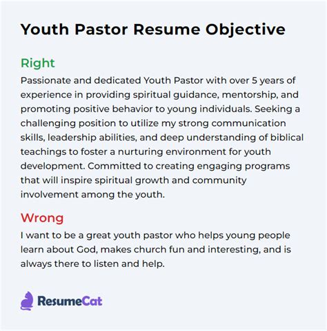 Youth Pastor Resume Objective