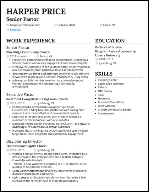 Youth Pastor Resume Personal Statement