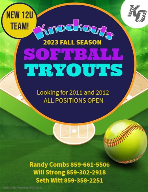 Youth Softball Tryout Flyer Template