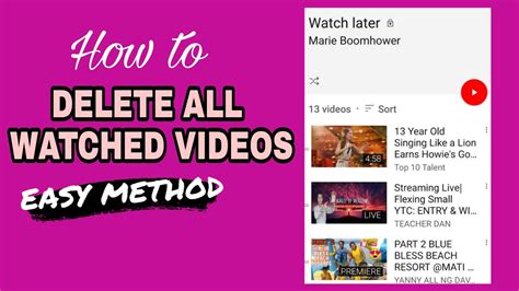 YouTube Watch Later List Deletion Methods