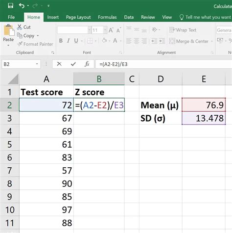 Z Score Applications in Excel