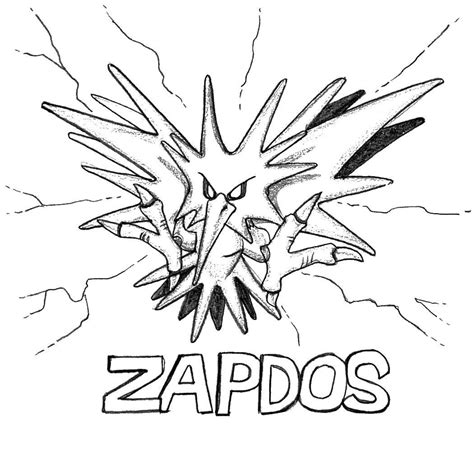 Zapdos coloring page for kids and adults