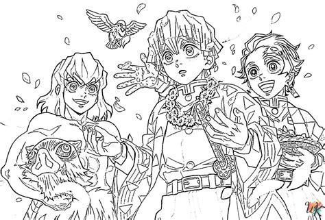 Zenitsu and Inosuke Coloring Page