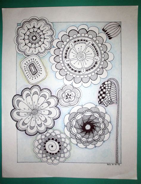 Zentangle pattern with flowers