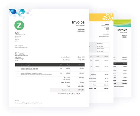 Zoho Invoice Template Customization