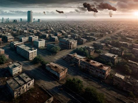 A zombie-infested landscape at sunset, with a sense of hope and resilience