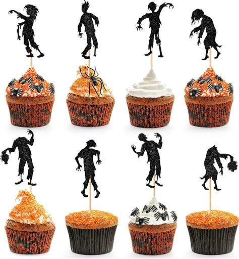 Zombie cupcake topper with a green and gray design