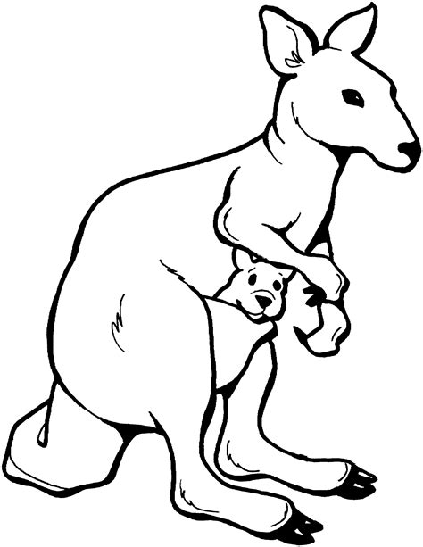 Coloring page featuring a kangaroo