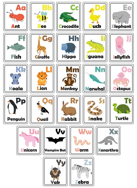 Zoo Phonics alphabet cards