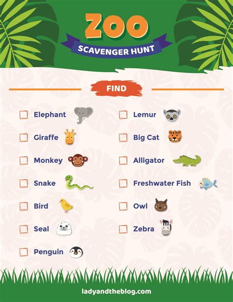 Zoo Scavenger Hunt