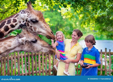 Family having fun at the zoo